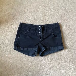 Black button down shorts